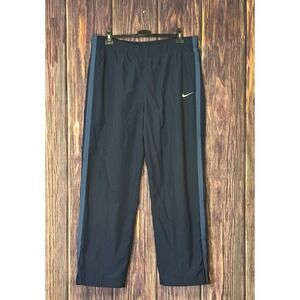Nike Track Pants Mens XL Navy Blue Nylon Drawstring Elastic Waist Side Stripe